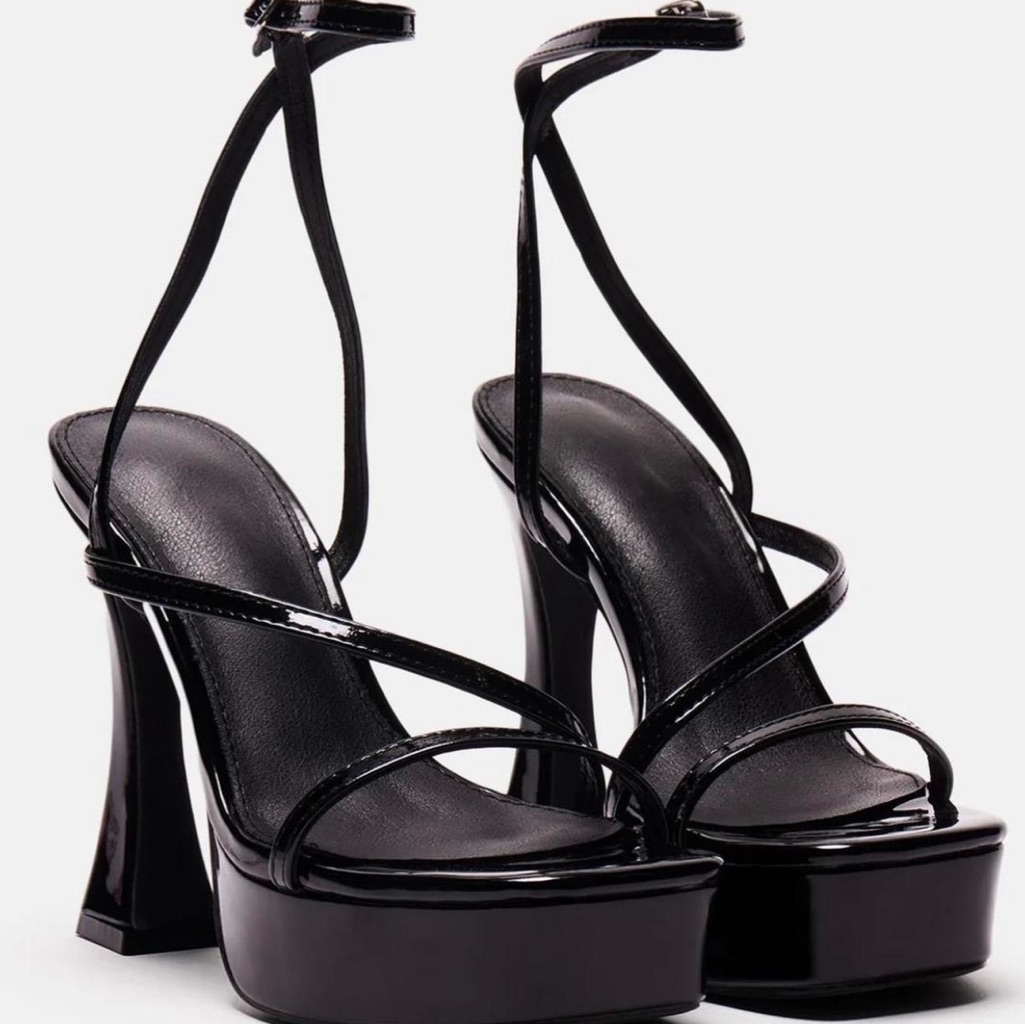Fashion Nova Sleek Black Strappy Heels